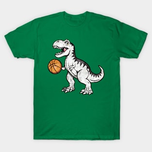 Trex Dinosaur Basketball Cute Sport Toddler Player Kids Boys T-Shirt